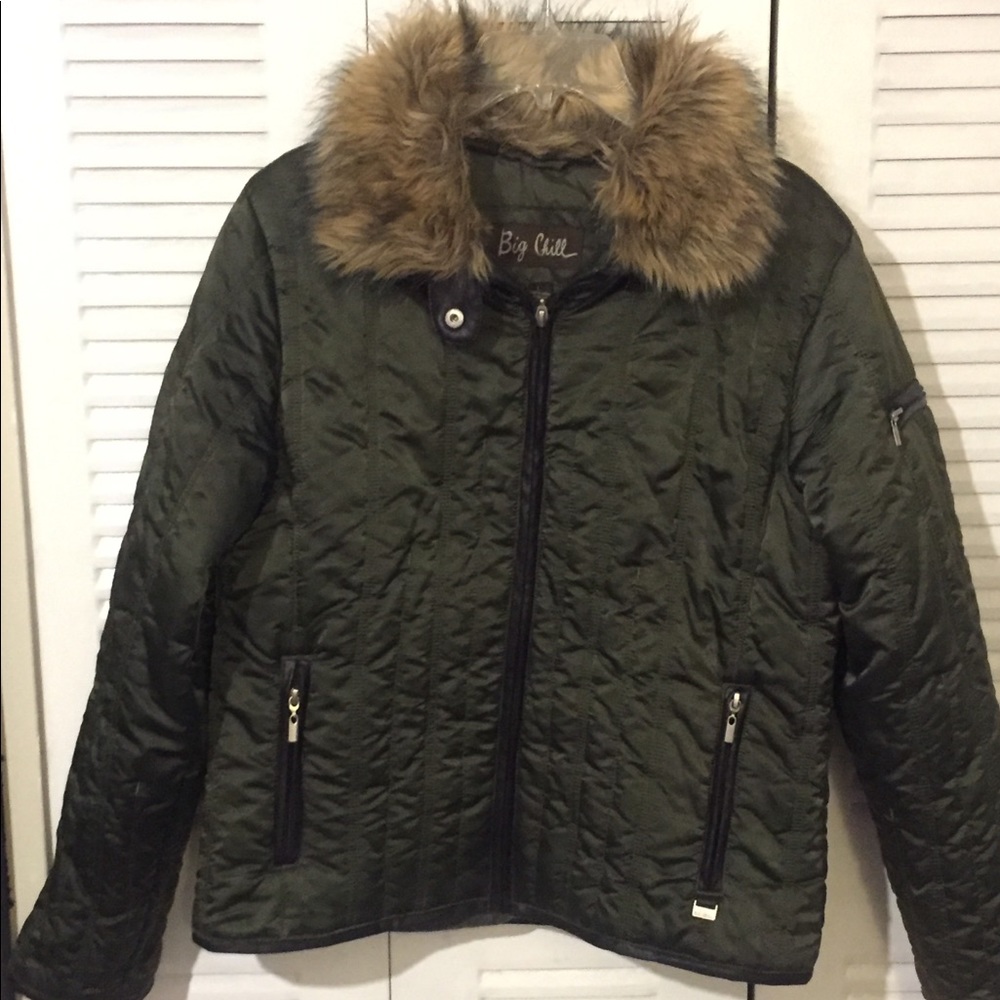 Puffer Jacket with Fur Trim